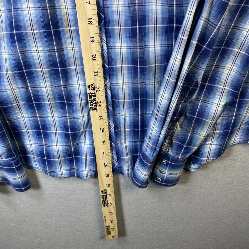 Wrangler American Cowboys Mens XXL Pearl Snap‎ MV1323M Plaid Shirt Western Rodeo